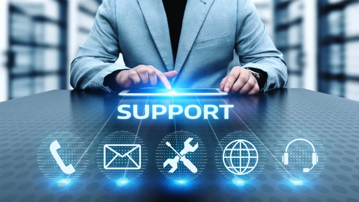 A visual depiction of Sequelnet's Outsourced IT Support and Services, showcasing a team of professionals remotely managing systems, providing technical assistance, and ensuring efficient operations for clients' businesses.